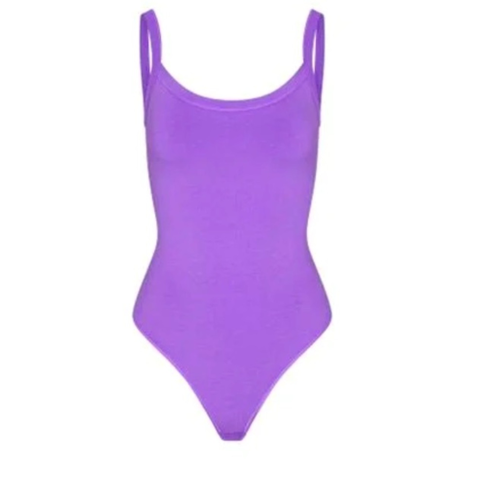 Skims Cotton Jersey Scoop Neck Bodysuit Ultra Violet L NWT